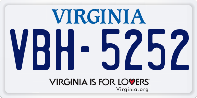 VA license plate VBH5252