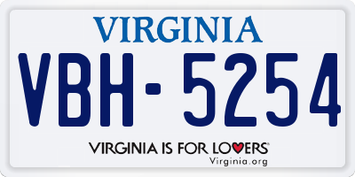 VA license plate VBH5254