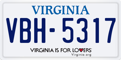 VA license plate VBH5317