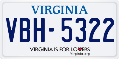VA license plate VBH5322