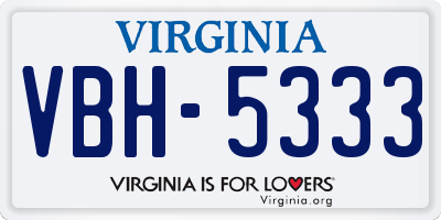VA license plate VBH5333