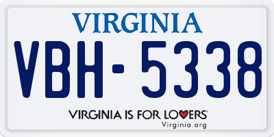 VA license plate VBH5338