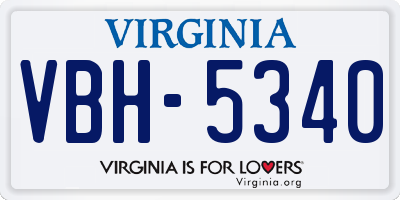 VA license plate VBH5340