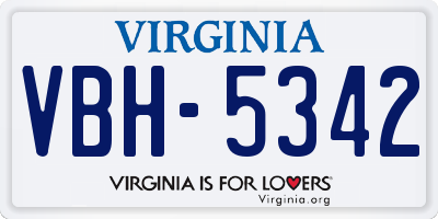 VA license plate VBH5342
