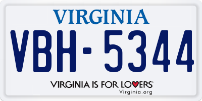 VA license plate VBH5344