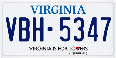 VA license plate VBH5347
