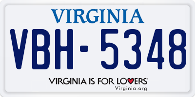 VA license plate VBH5348