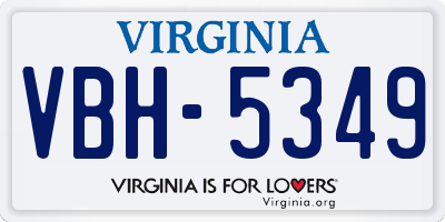 VA license plate VBH5349