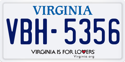 VA license plate VBH5356