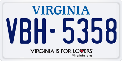 VA license plate VBH5358