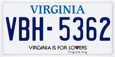 VA license plate VBH5362