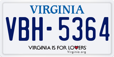 VA license plate VBH5364
