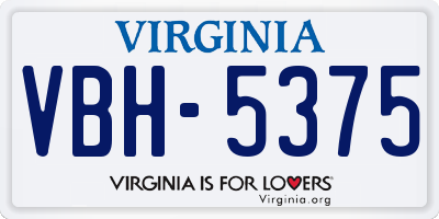 VA license plate VBH5375