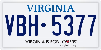 VA license plate VBH5377