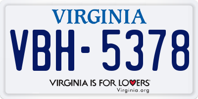VA license plate VBH5378