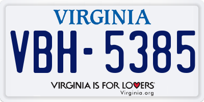 VA license plate VBH5385