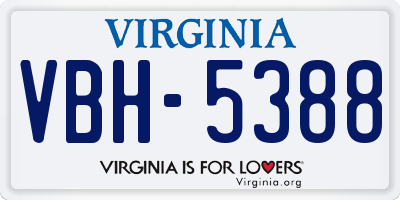 VA license plate VBH5388