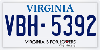 VA license plate VBH5392