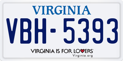 VA license plate VBH5393