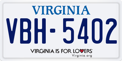 VA license plate VBH5402