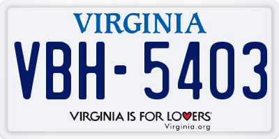 VA license plate VBH5403