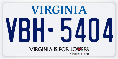 VA license plate VBH5404