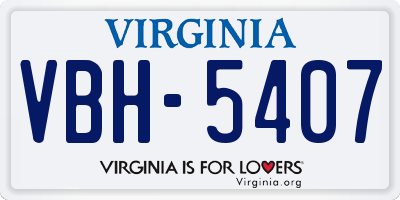 VA license plate VBH5407