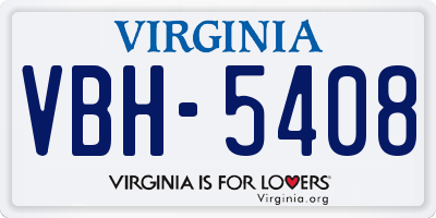 VA license plate VBH5408