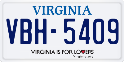 VA license plate VBH5409