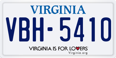 VA license plate VBH5410