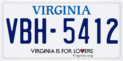 VA license plate VBH5412