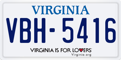 VA license plate VBH5416
