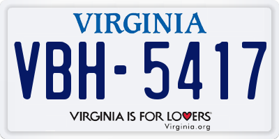 VA license plate VBH5417