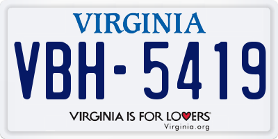 VA license plate VBH5419