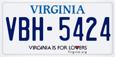 VA license plate VBH5424