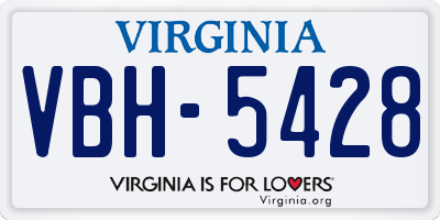 VA license plate VBH5428