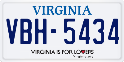 VA license plate VBH5434