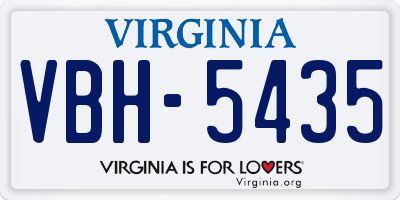 VA license plate VBH5435
