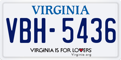 VA license plate VBH5436