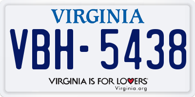 VA license plate VBH5438