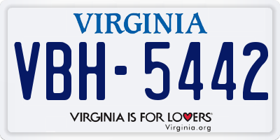 VA license plate VBH5442