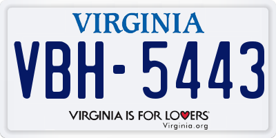 VA license plate VBH5443