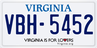 VA license plate VBH5452