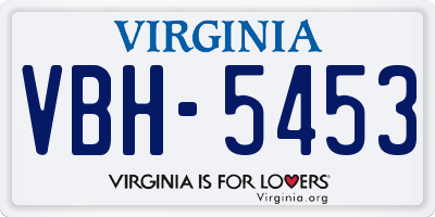 VA license plate VBH5453