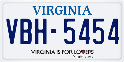 VA license plate VBH5454