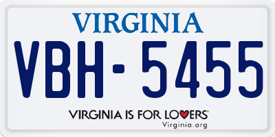 VA license plate VBH5455