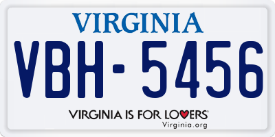 VA license plate VBH5456