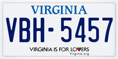 VA license plate VBH5457
