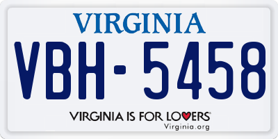 VA license plate VBH5458