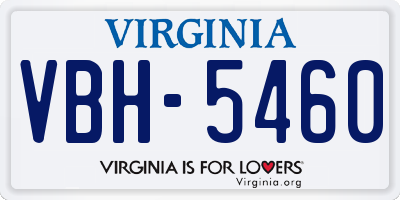 VA license plate VBH5460